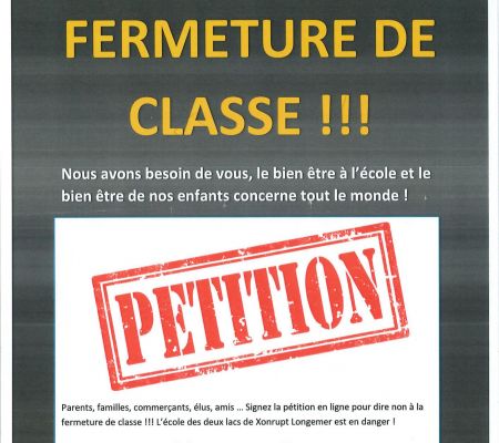 NON A LA FERMETURE D'UNE CLASSE !!